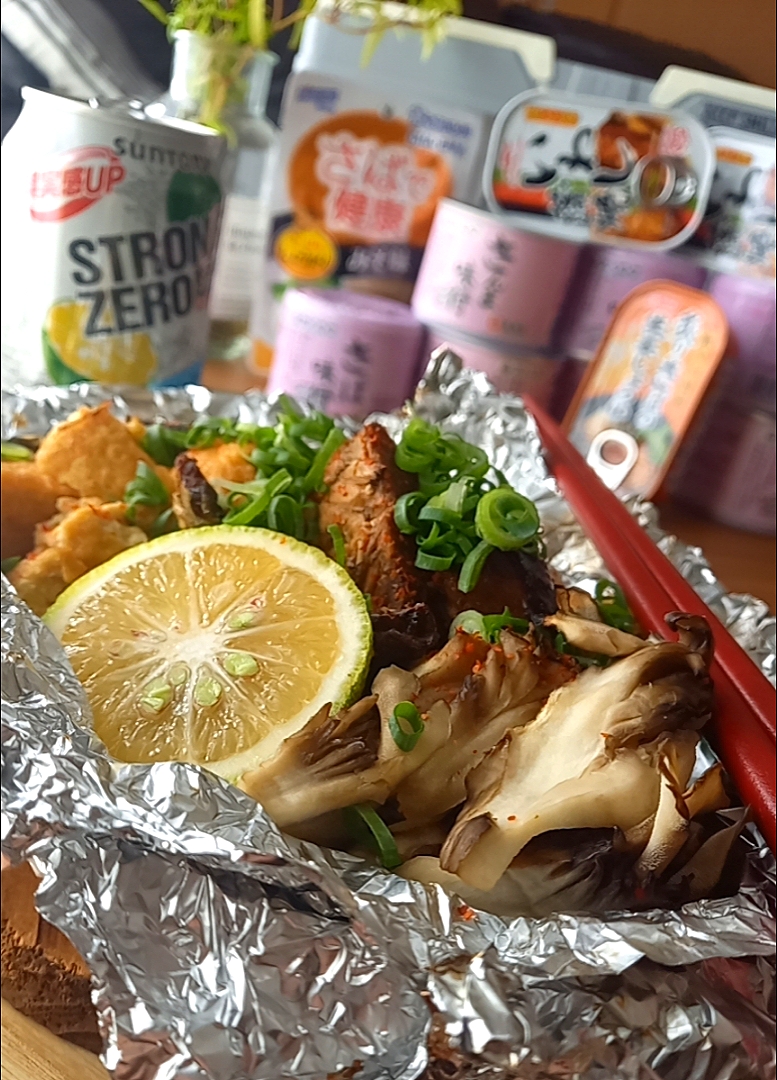 ｻﾊﾞ味噌煮缶と厚揚げのﾎｲﾙ焼き